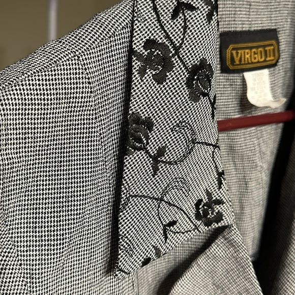 Vintage Virgo II Black Herringbone Button Up Blouse Size 6 - Picture 3 of 6